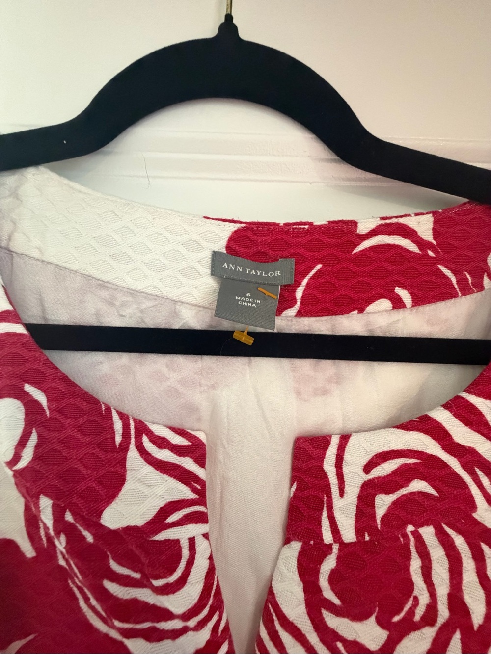 Ann Taylor White Midi Dress with Red Floral Pattern - Picture 2 of 3